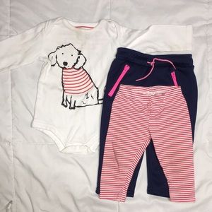 One onesie and two bottoms